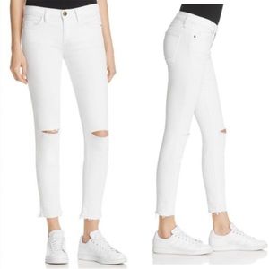 Current/Elliott white distressed jeans the stiletto sz 29 raw hem